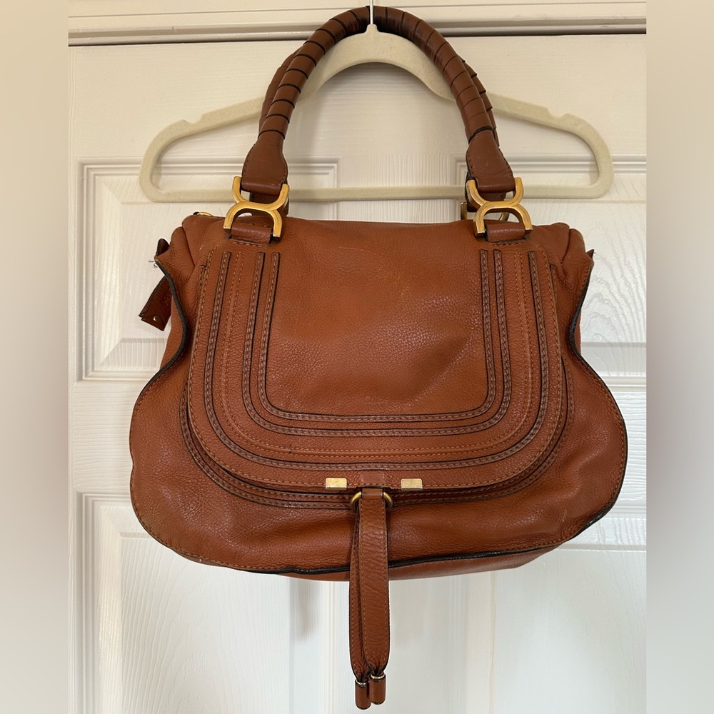 Chloé Marcie Leather Tote Tan